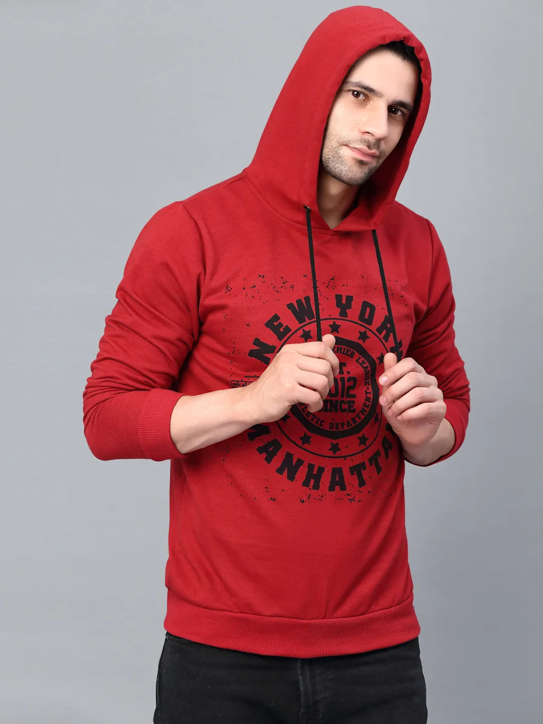 Printed Hooded Neck Fleece Sweatshirt