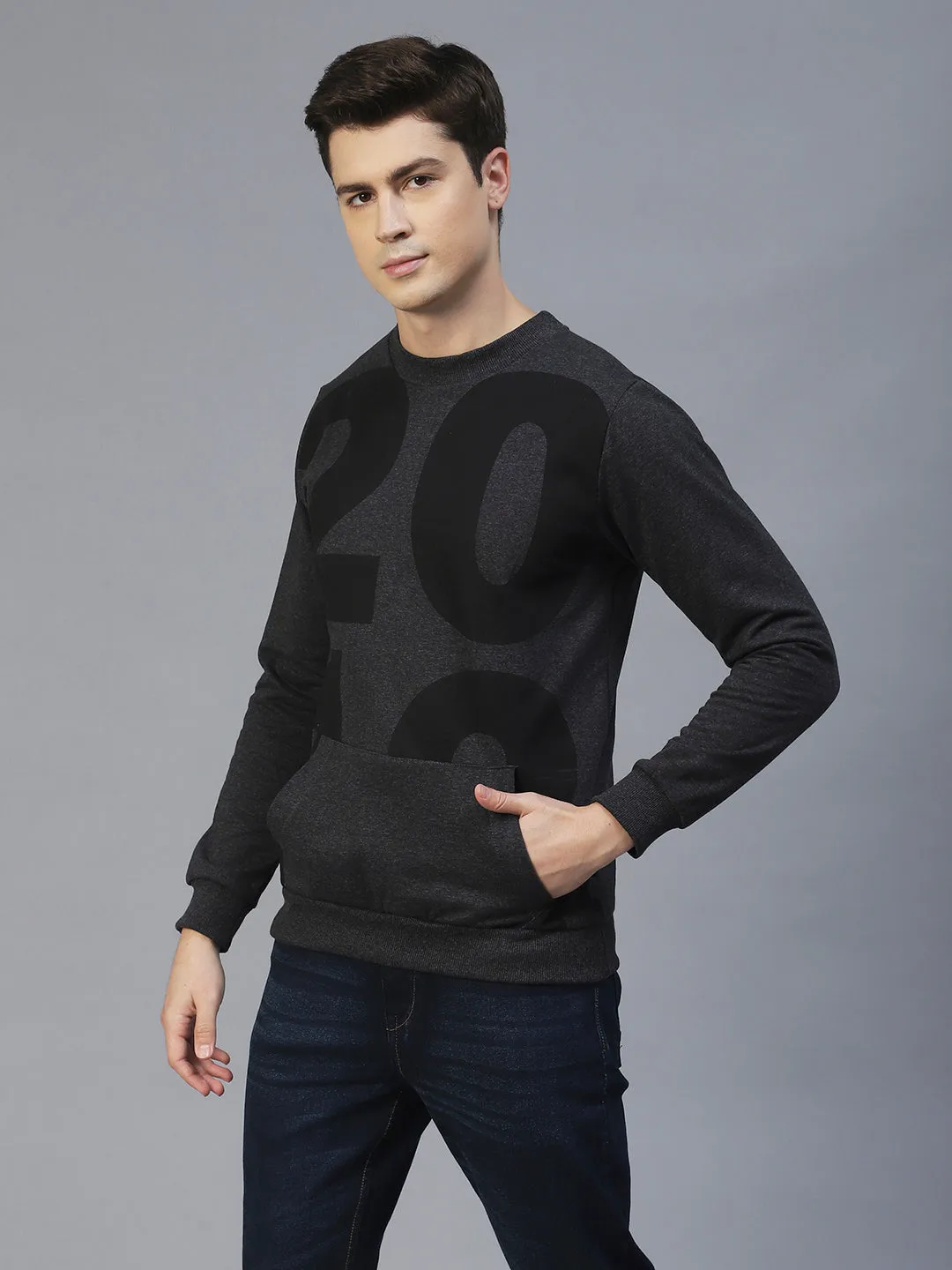 Printed Round Neck Fleece Sweatshirt