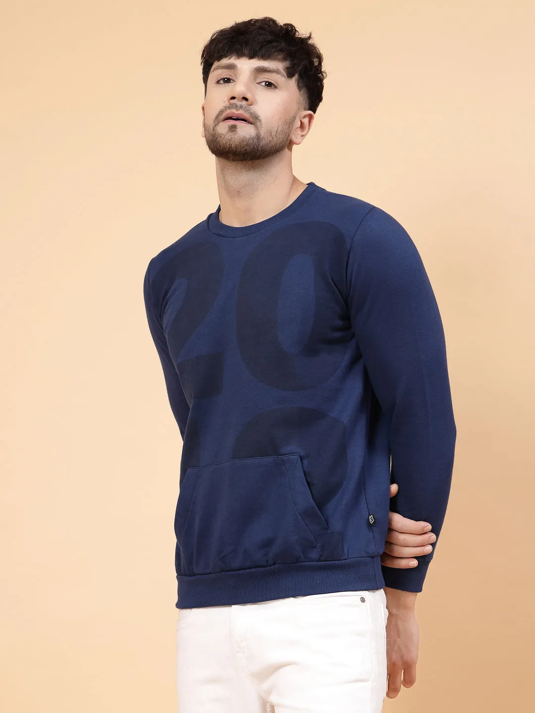 Printed Round Neck Fleece Sweatshirt