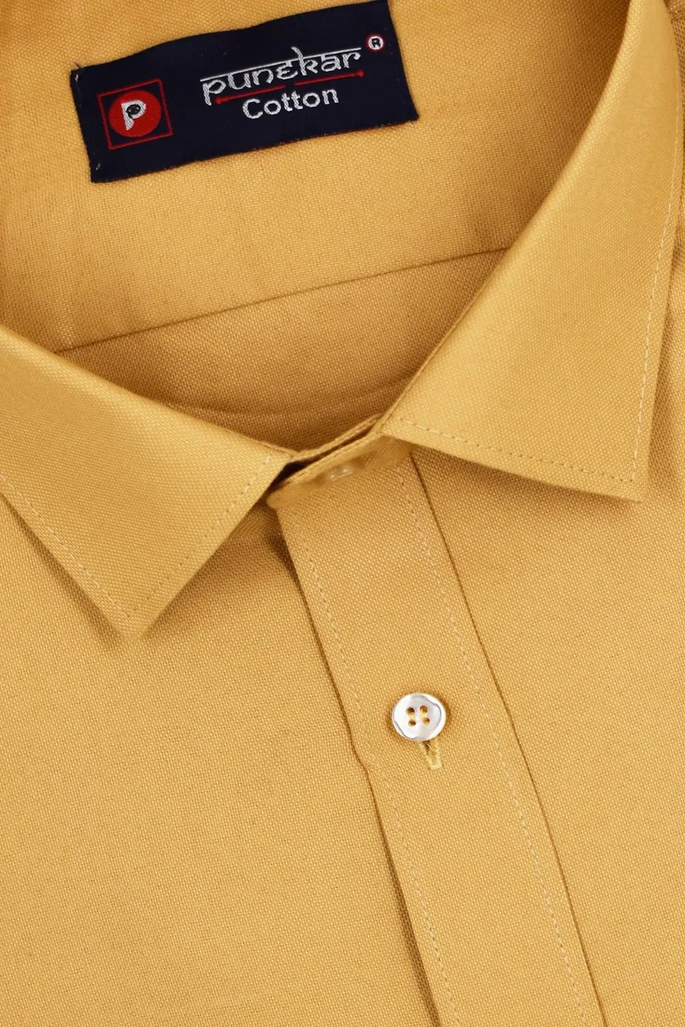 Punekar Cotton Gold Color Rich Cotton Formal Shirt For Men's