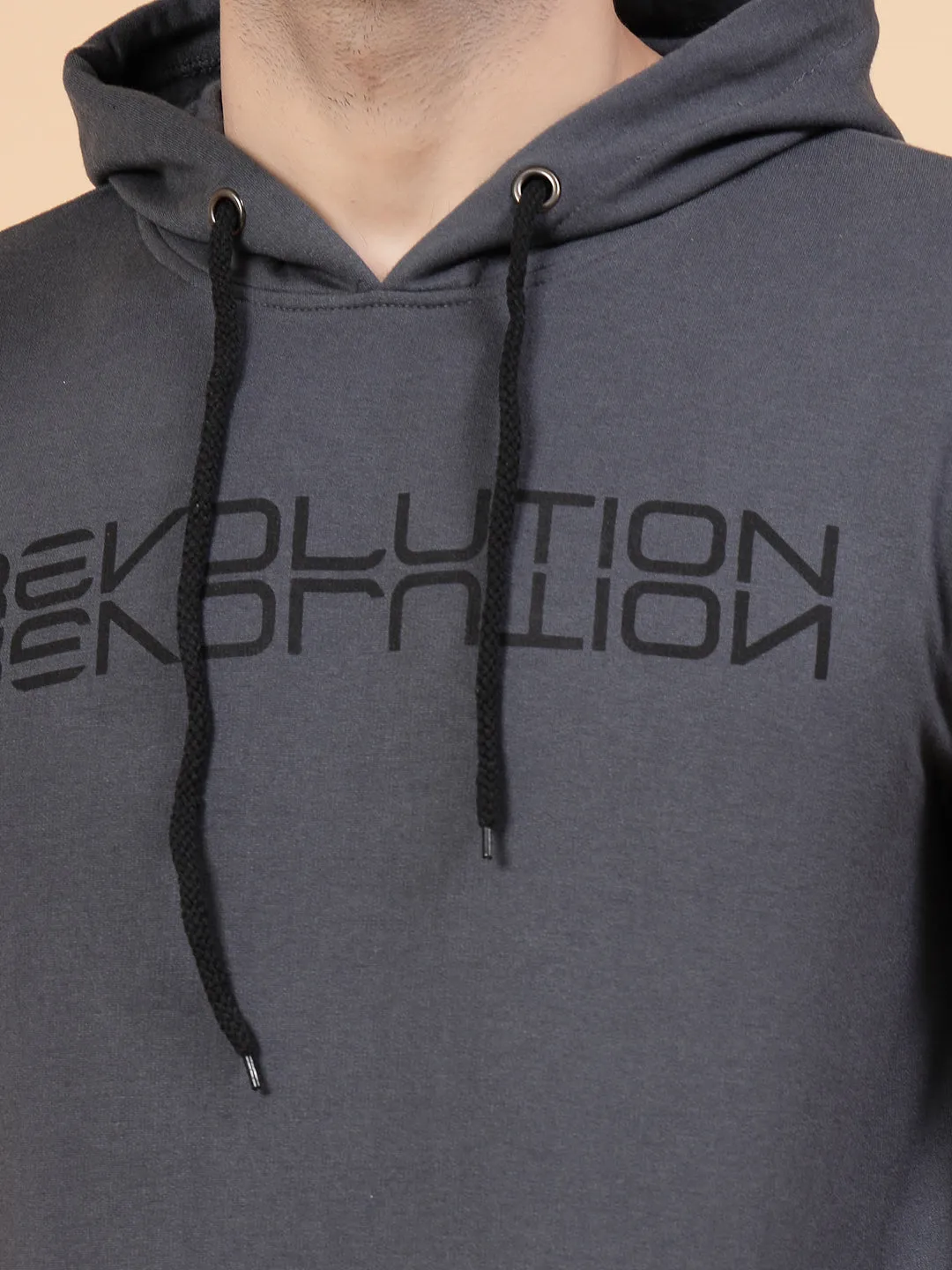 Revolutions Printed Hooded Neck Fleece Sweatshirt