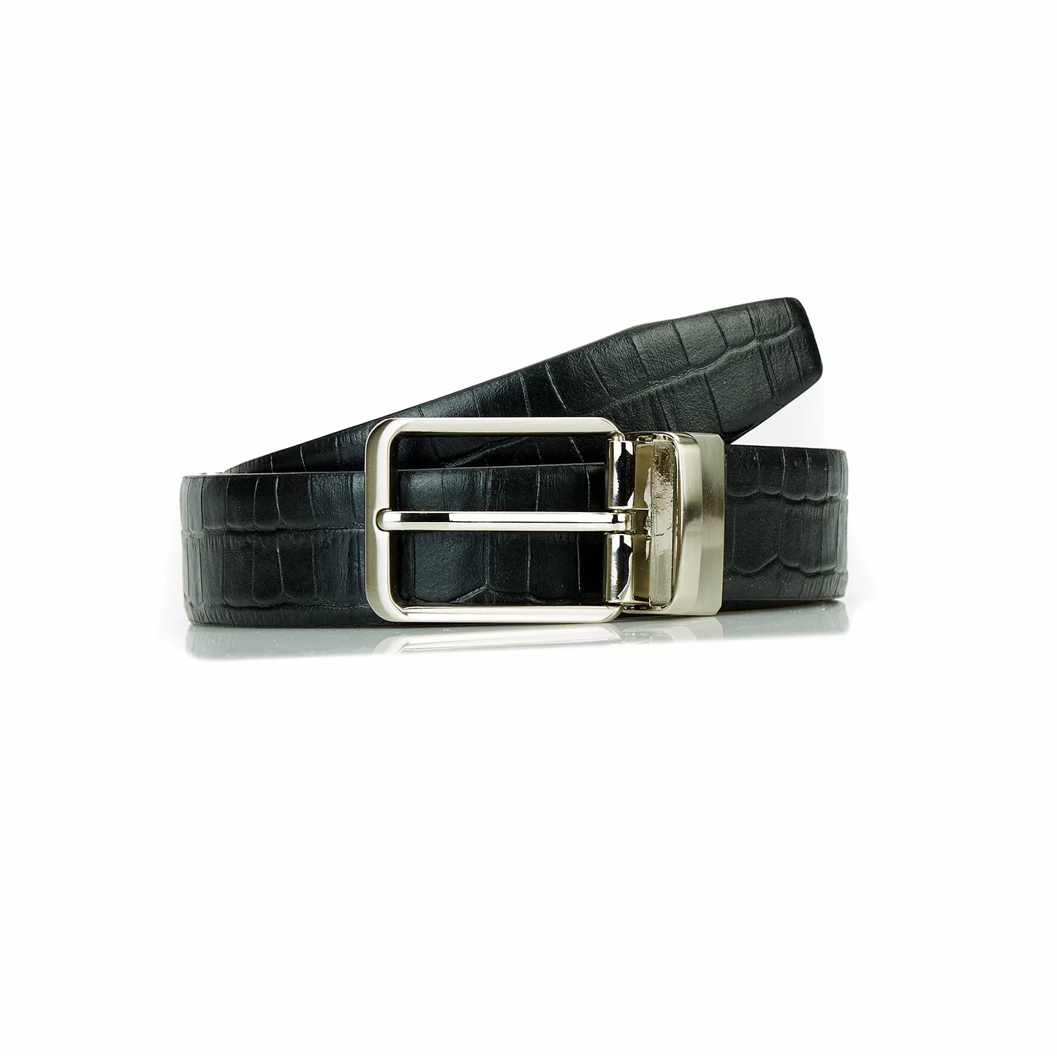 RL Croco Printed Reversible Leather Belt for Men - Formal Wear