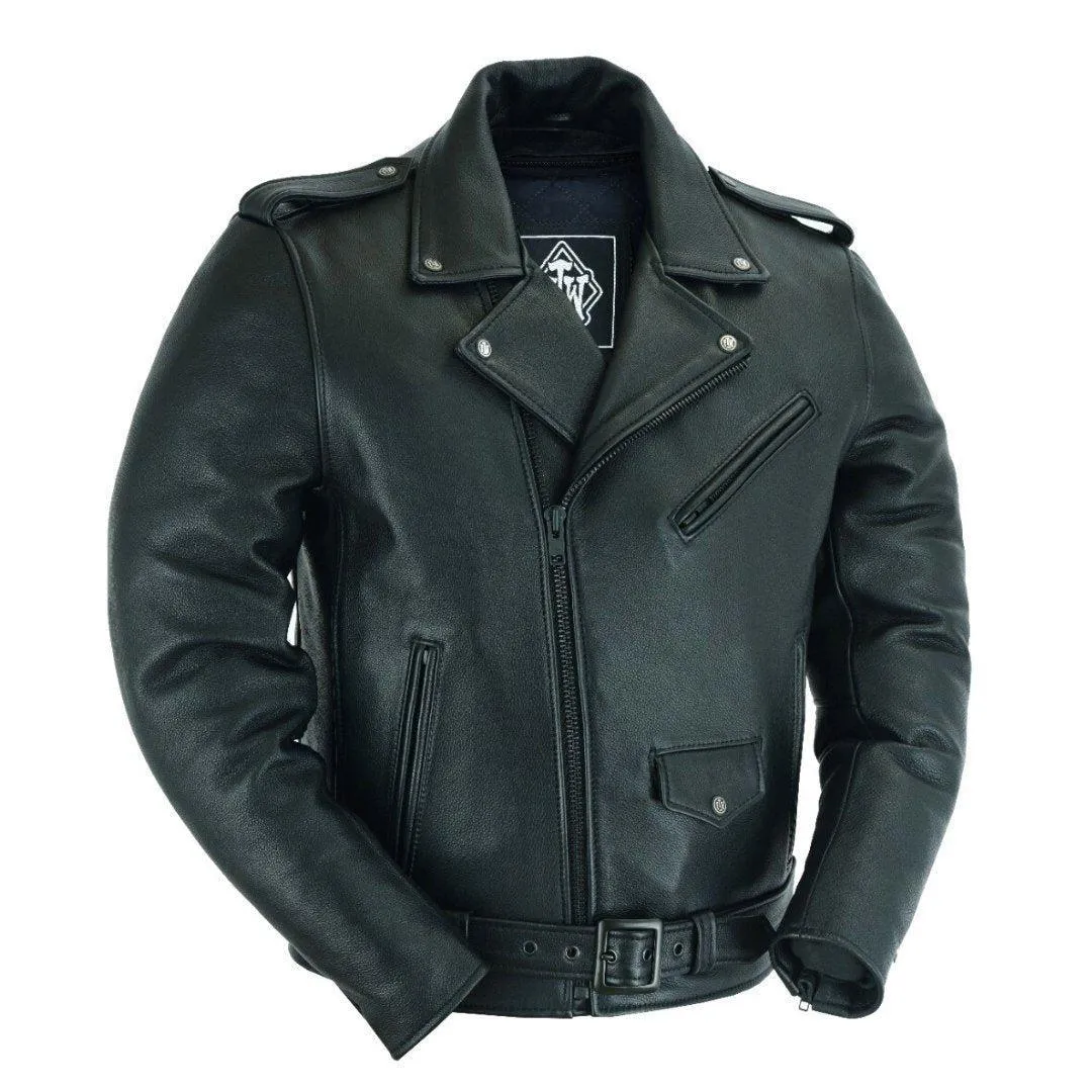 ROAD BORN CLASSIC MENS LEATHER MOTORCYCLE JACKET