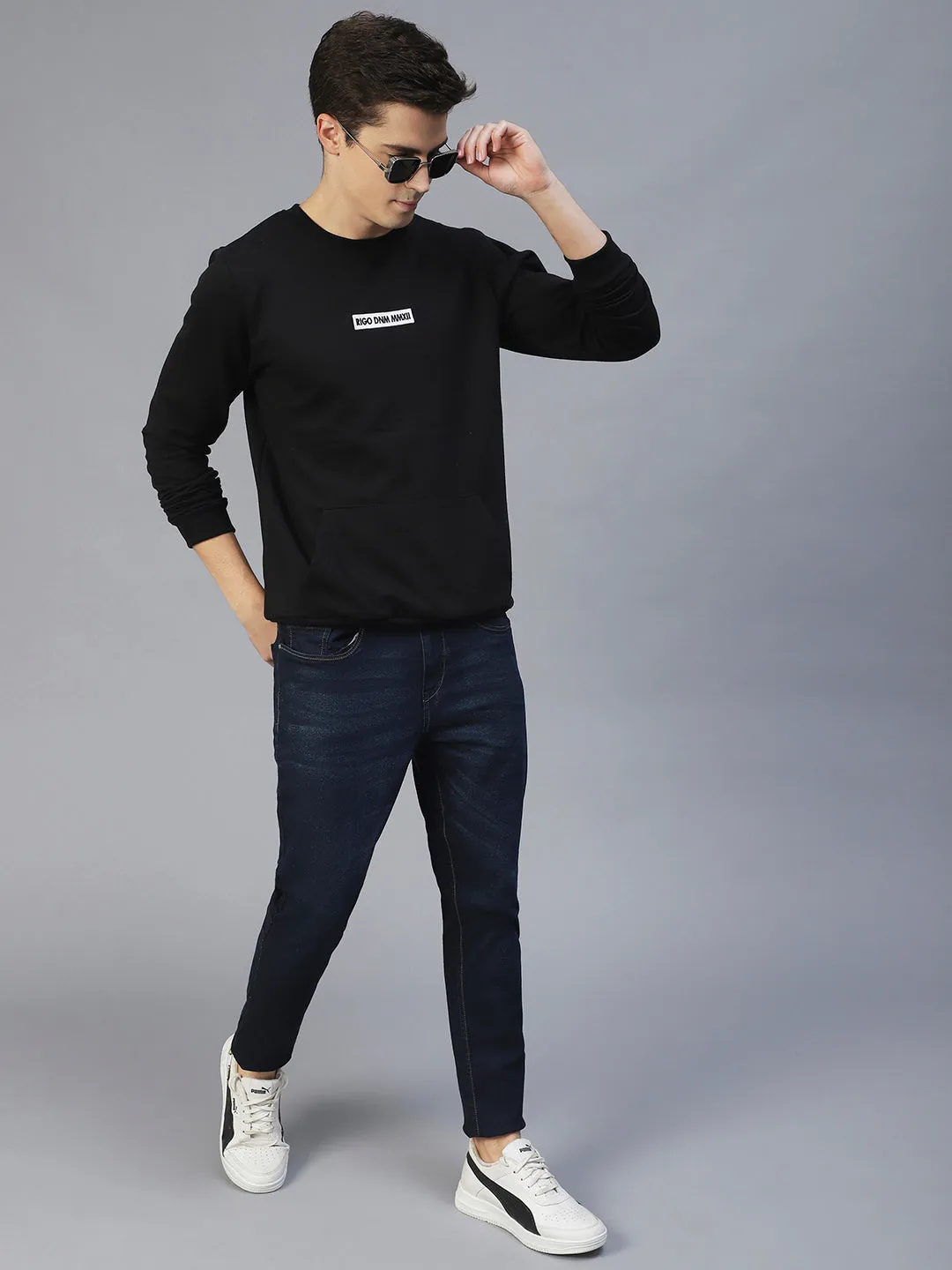 Round Neck Printed Fleece Sweatshirt