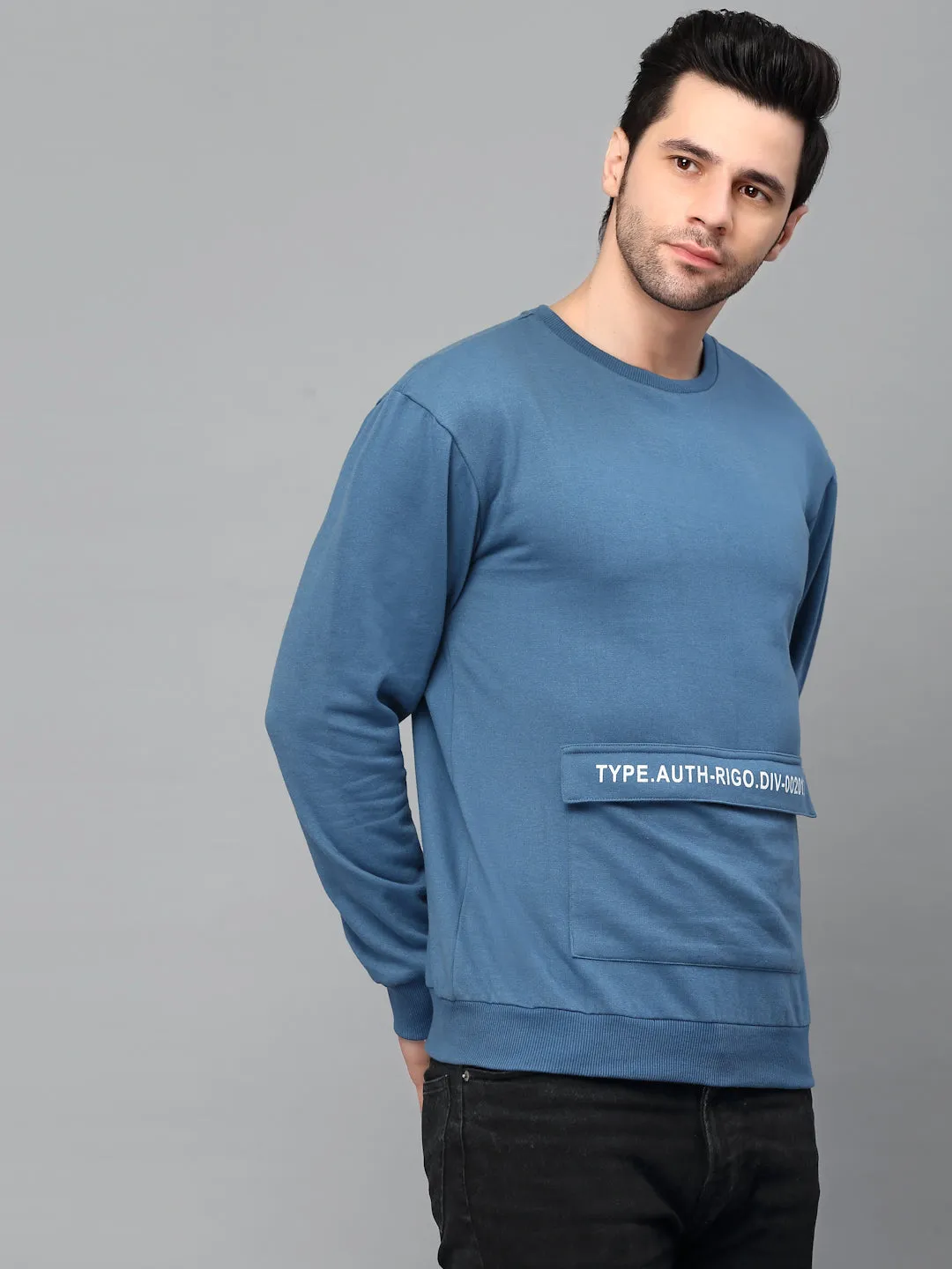 Round Neck Printed Fleece Sweatshirt