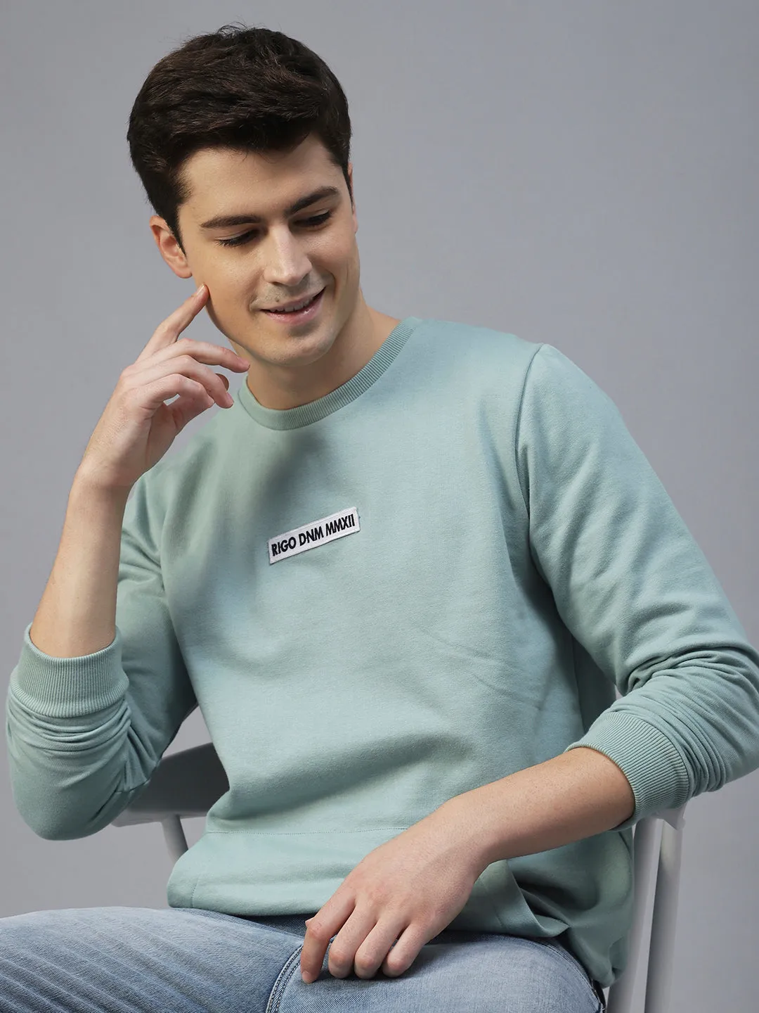 Round Neck Printed Fleece Sweatshirt