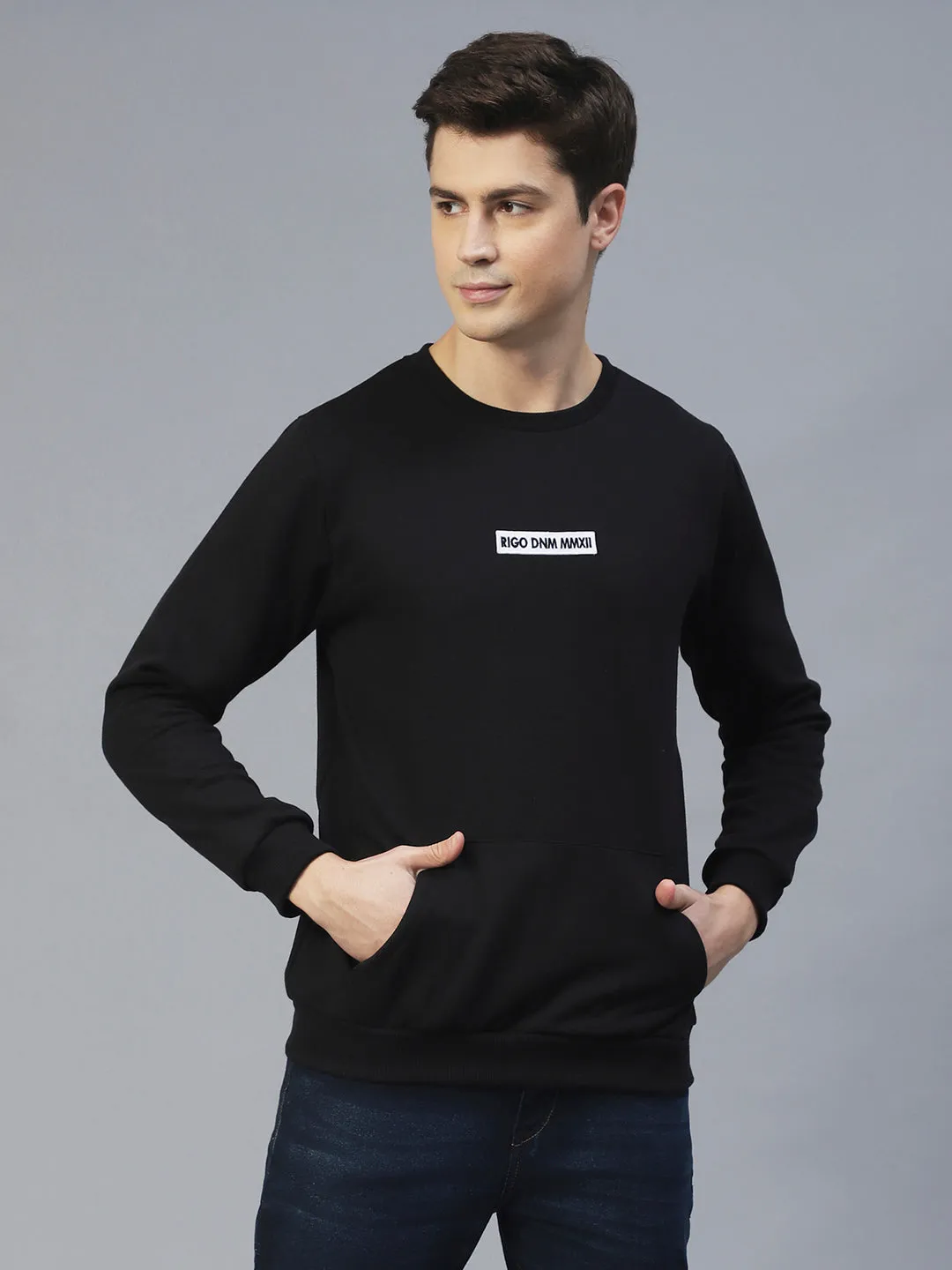 Round Neck Printed Fleece Sweatshirt