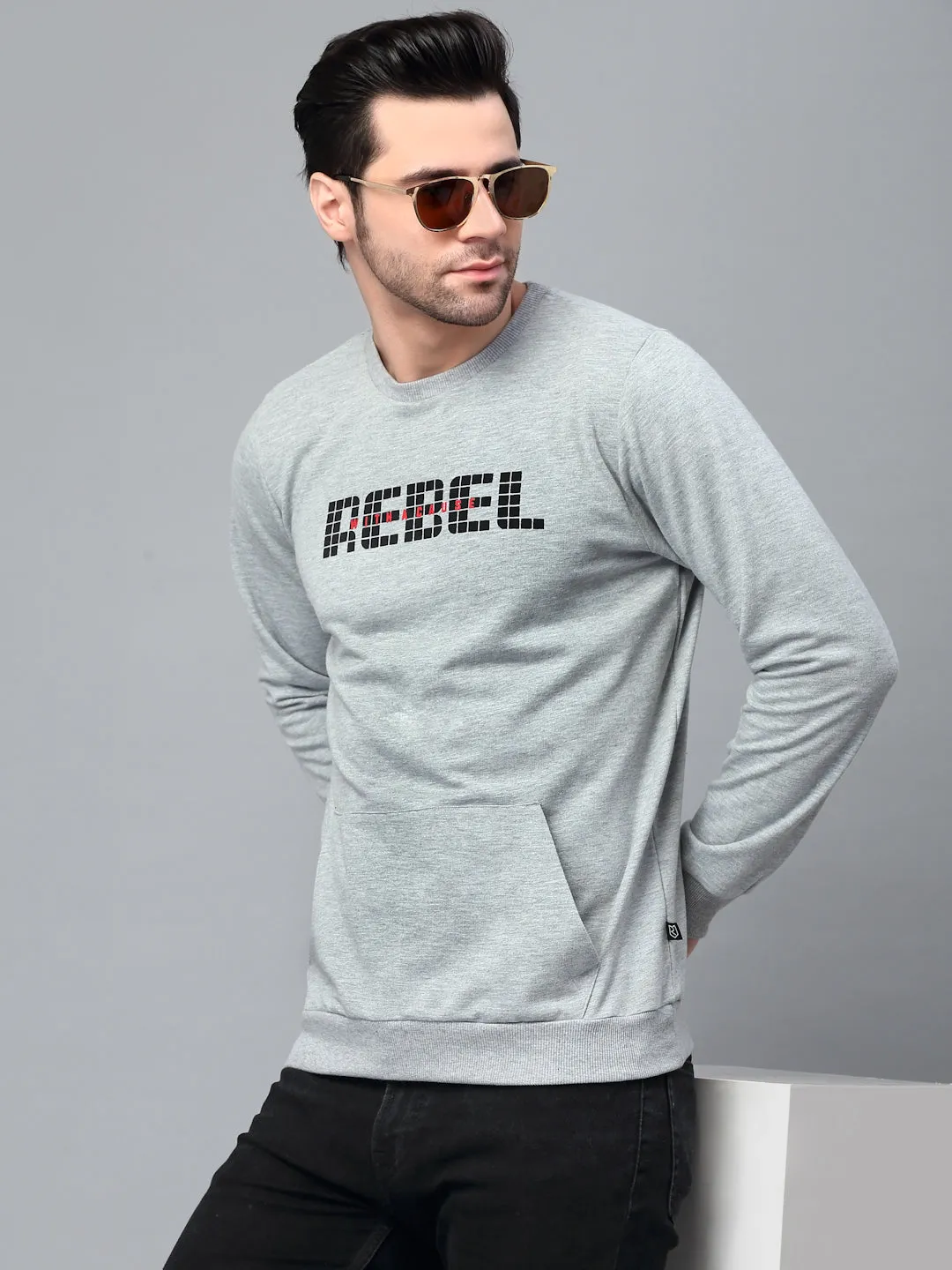 Round Neck Printed Terry Sweatshirt