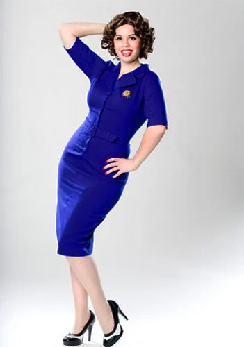 Sheila - Joan Holloway vintage pencil dress blue