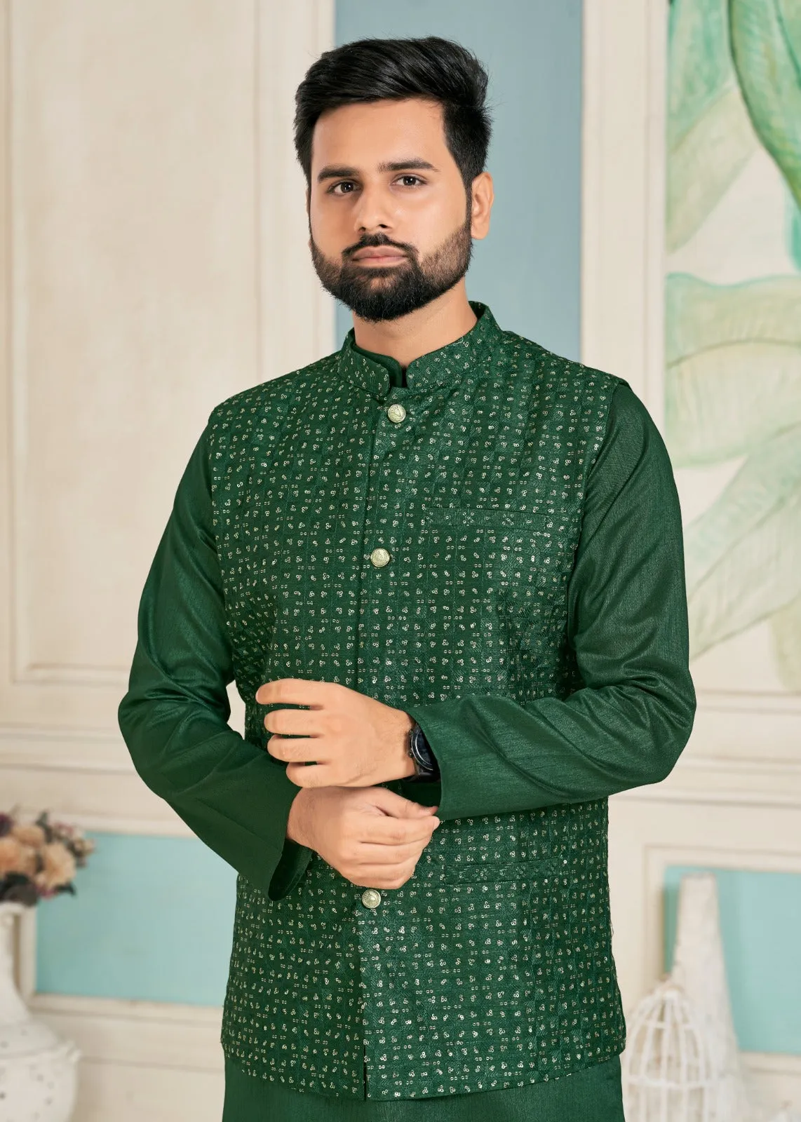 Traditional Mens Kurta Pant Jacket