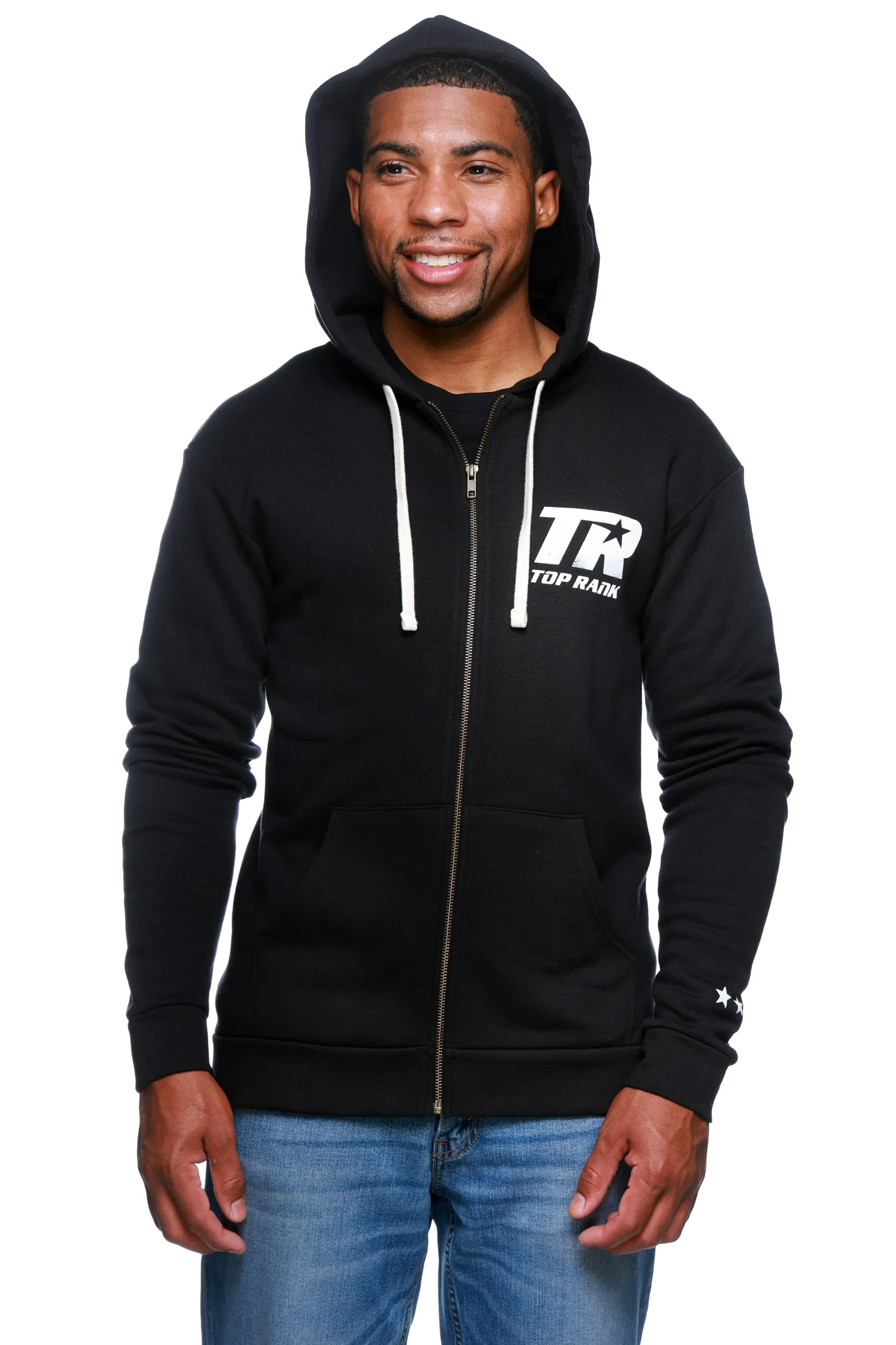 Unisex Top Rank Boxing Black Full Zip Hoodie