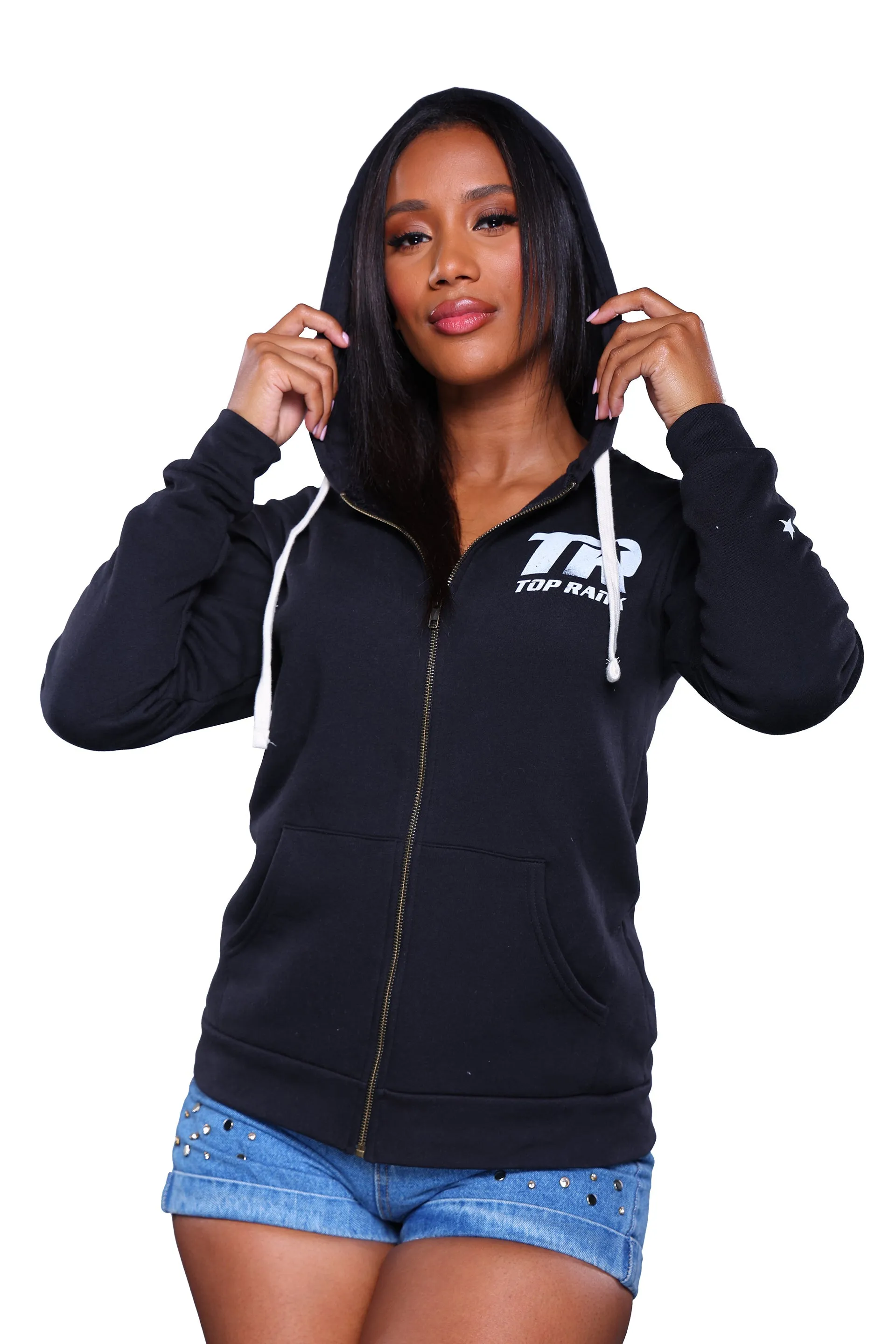 Unisex Top Rank Boxing Black Full Zip Hoodie