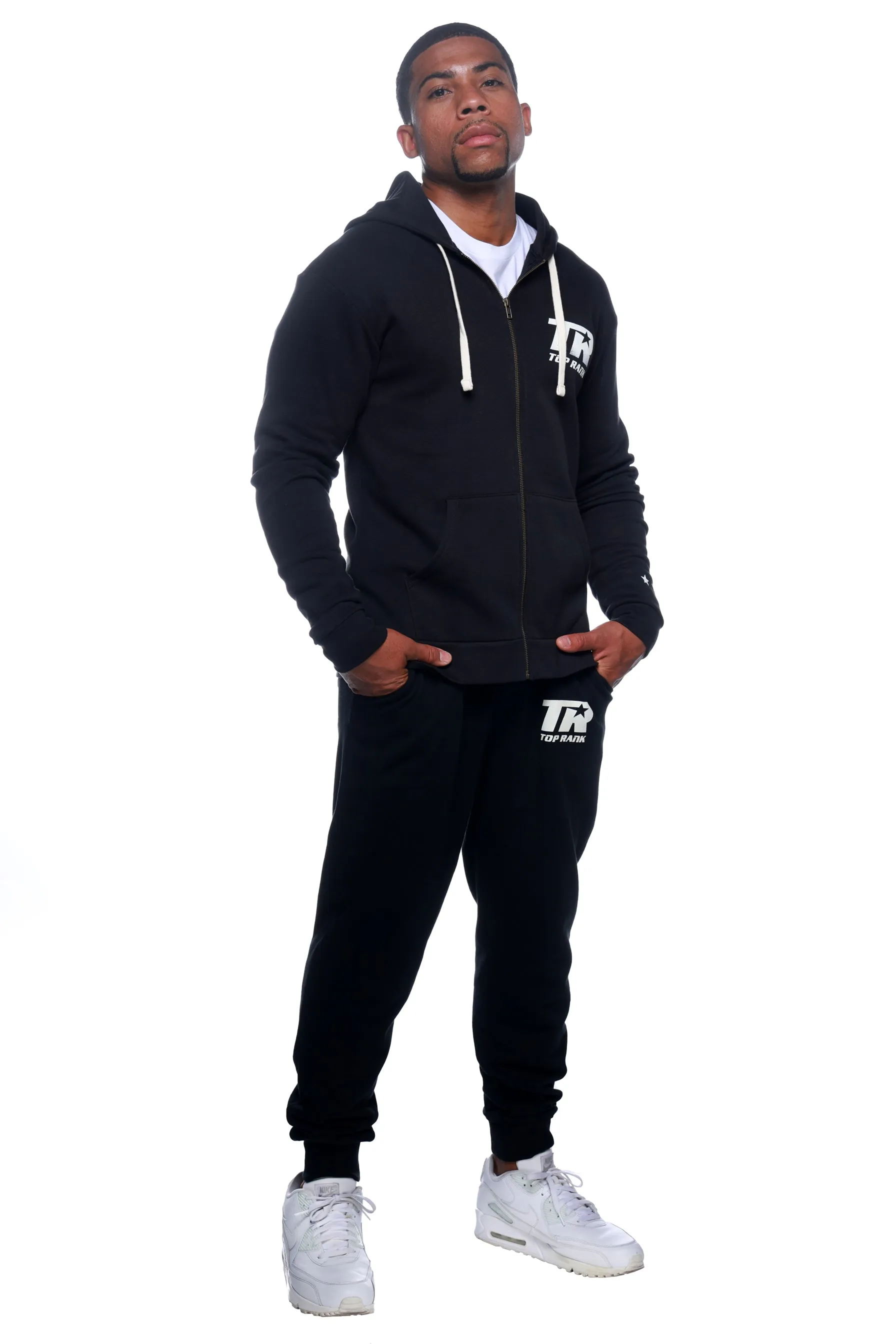 Unisex Top Rank Boxing Black Full Zip Hoodie