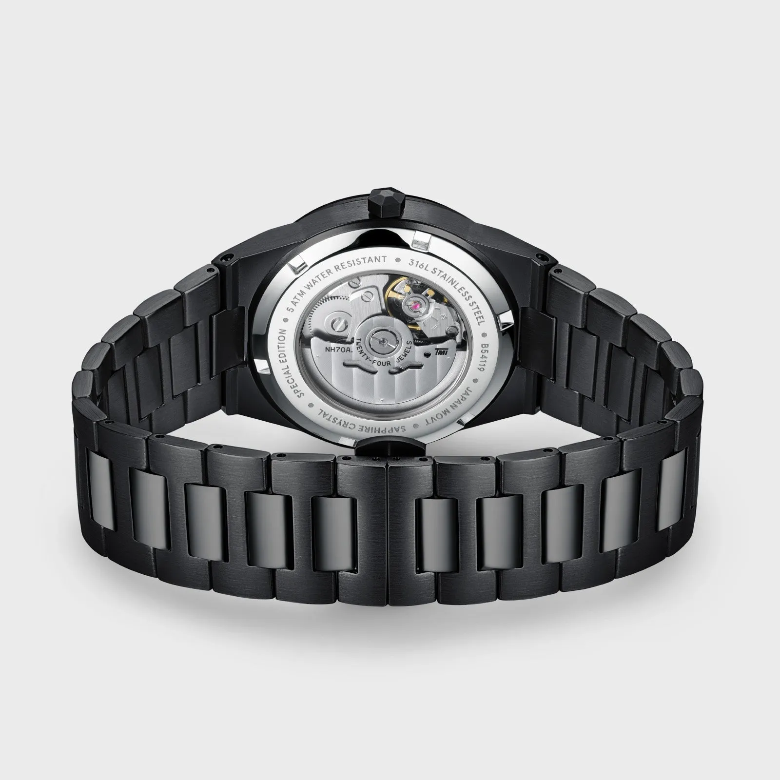 Vigoureux Steel Automatic Watch, Full black