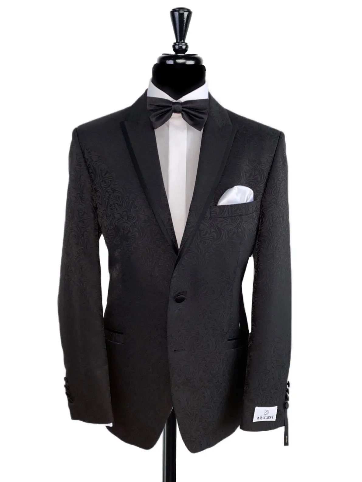 WILVORST Black Brocade Evening Tuxedo Jacket